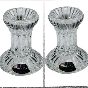 Set of 2 DePlomb 24% Lead Crystal Candle Holders